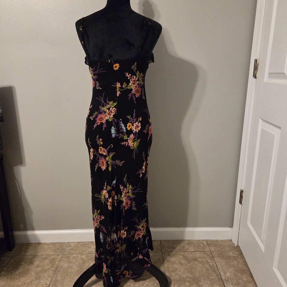 Betsy Johnson Womens Vintage Y2k 90's Black Floral Babydoll Midi Slip Dress. - Picture 3 of 8